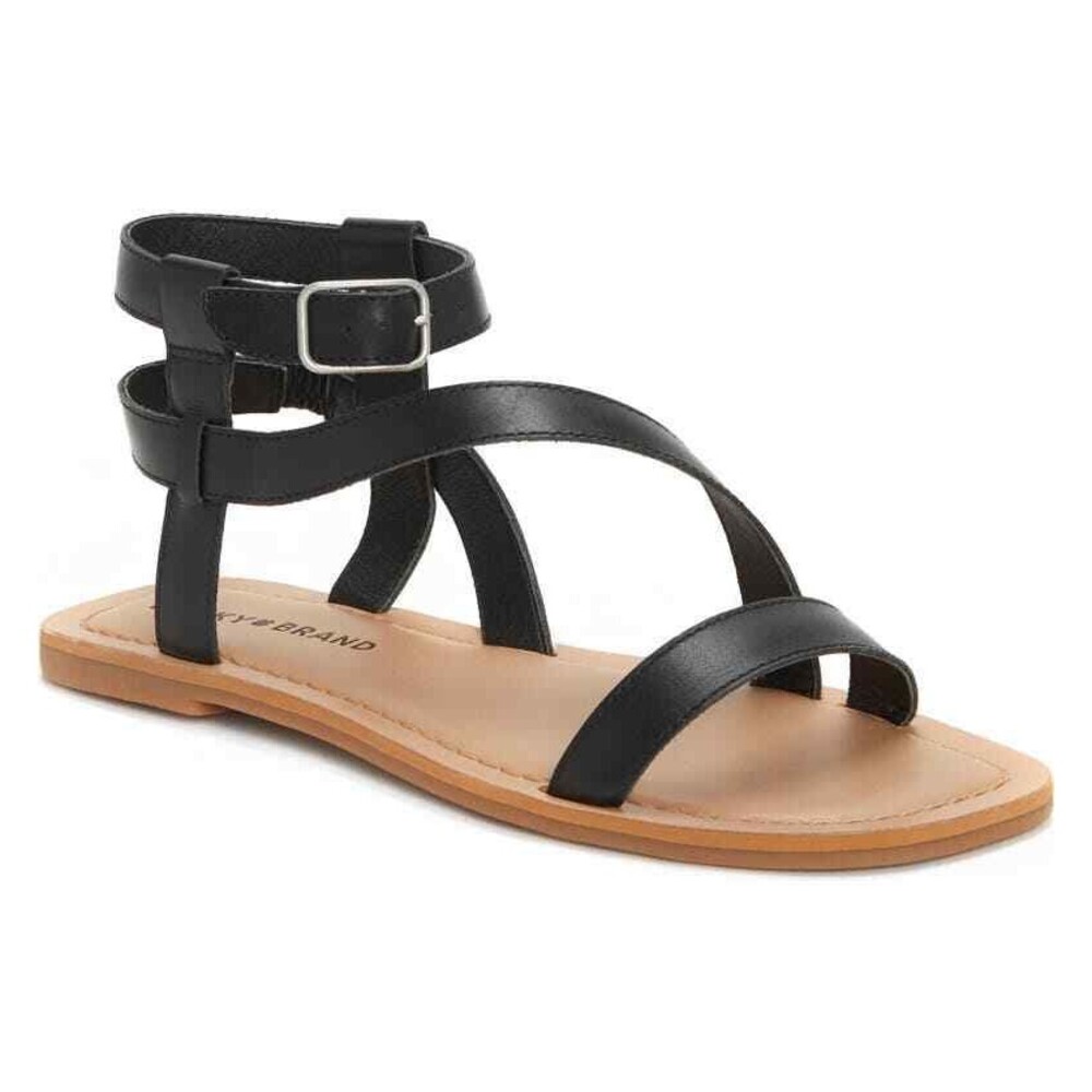 NEW LUCKY BRAND Byleth Gladiator Inspired Leather Sandals, Black (Size 7 M)